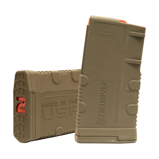 Picture of Amend2 Magazine, Mod 2, 308 Winchester/762NATO, 20 Rounds, Fits AR10/SR25 Pattern Rifles, Polymer Construction, Olive Drab Green 762MOD2ODG20