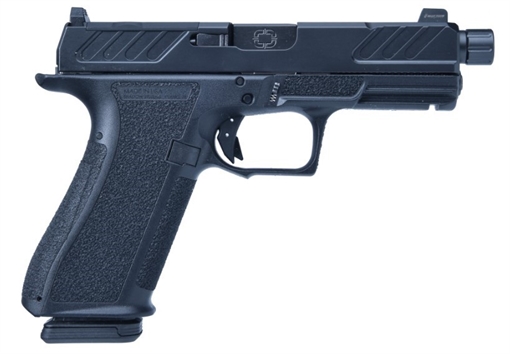Picture of Shadow Systems XR920, Foundation, Striker Fired, Semi-automatic, Polymer Frame Pistol, Compact, 4.5" Threaded Barrel, Nitride Finish, Black, Green Tritium Front Sight, Black Serrated Rear Sight, Optics Ready Slide, 17 Rounds, 2 Magazines, Includes (3) Backstraps and Optics Kit SS-3310-1D