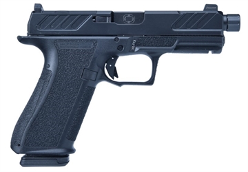 Picture of Shadow Systems XR920, Foundation, Striker Fired, Semi-automatic, Polymer Frame Pistol, Compact, 4.5" Threaded Barrel, Nitride Finish, Black, Green Tritium Front Sight, Black Serrated Rear Sight, Optics Ready Slide, 17 Rounds, 2 Magazines, Includes (3) Backstraps and Optics Kit SS-3310-1D