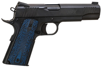Picture of Standard Mfg 1911 HPX Full Size Frame 45 ACP 7+1 5" Black Match Grade Barrel, Satin Steel Serrated Slide, Black Satin Steel Frame w/Beavertail, Black/Blue Honeycomb Grip 1911SB 1911HPX