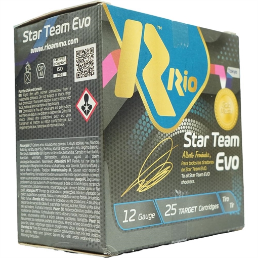 Picture of Rio Star Team EVO HV 12ga Target Load 2.75 inch Shotgun Shells - #8 | 1 oz. | 1315 fps | 25rd Box ST28HV8