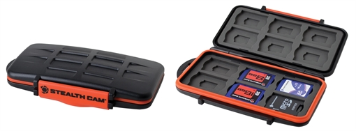 Picture of Stealth Cam Memory Card Storage Case Black/Red Black/Orange Polycarbonate Includes 12 Full Sized SD Cards STCMCSC