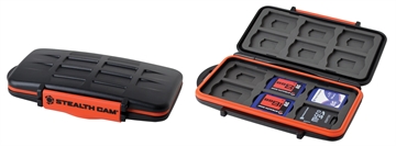 Picture of Stealth Cam Memory Card Storage Case Black/Red Black/Orange Polycarbonate Includes 12 Full Sized SD Cards STCMCSC