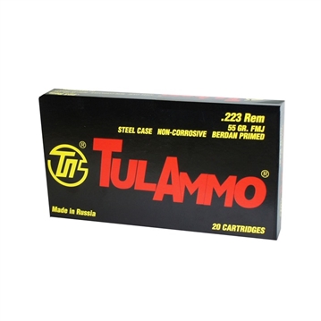 Picture of TULA AMMO AMO 223 REM 55GR FMJ STEEL CASE 20RD 814950011159-CS TA223550
