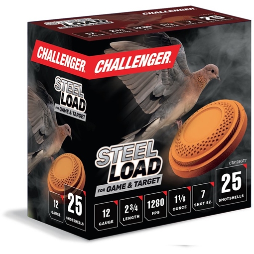 Picture of Challenger Ammo 12 GAUGE 2-3/4'' 1-1/8OZ #7 STEEL SHOT 250/CASE CTA12SGT7