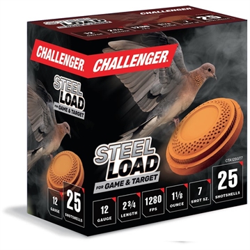 Picture of Challenger Ammo 12 GAUGE 2-3/4'' 1-1/8OZ #7 STEEL SHOT 250/CASE CTA12SGT7