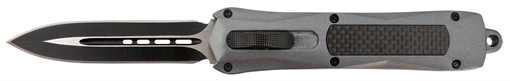 Picture of Steel River Knives A163BD Spartan 3.50" OTF Dagger Plain Black/Silver 440C SS Blade/ Gray w/Carbon Fiber Inlay Aluminum Zinc Alloy Handle A163GD