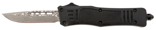 Picture of Steel River Knives Spartan Mini 2.75" OTF Drop Point Plain Real Damascus 4.25"/ Black Aluminum Zinc Alloy Handle MT616BRDAMDP
