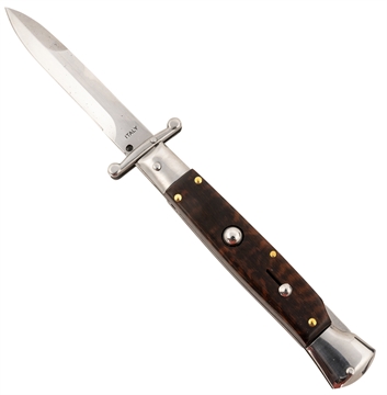 Picture of Steel River Knives Spartan 3.9" Italian Bayonet Polished Blade 5.1" Snakewood Handle Side Open SGSWP