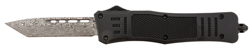 Picture of Steel River Knives Spartan Medium 3.25" Tanto Plain Black/Silver 440C SS Blade/ 4.50" Black Aluminum Zinc Alloy Handle T618BDT