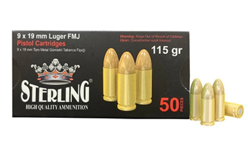 Picture of STERLING BRASS CASE AMO 9MM 115GR FMJ 50RD (20 BOX CASE) STERLING BRASS 9MM 115 SRL8698779955748