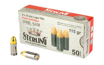 Picture of Sterling Steel Case, 9MM, 115 Grain, Full Metal Jacket, 50 Round Box SRL8698779957674
