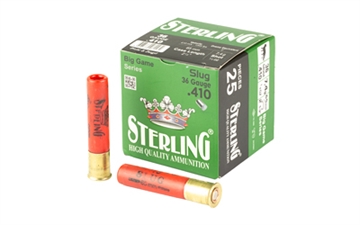 Picture of Sterling Big Game Series, 410 Gauge 2.5", 10 Grain, 1/4 oz, Rifled Slug, 25 Round Box 8698779961572