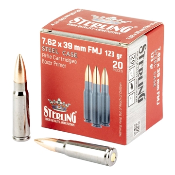 Picture of Sterling Exclusive Steel Cased 7.62x39 Rifle Ammo - 123 Grain 8698779971205