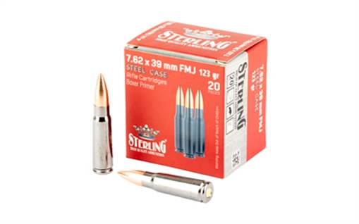 Picture of Sterling Sterling Steel Case Select, 7.62X39mm, 123 Grain, Full Metal Jacket, Steel Cased, 20 Round Box 8698779971205 SRL8698779971281