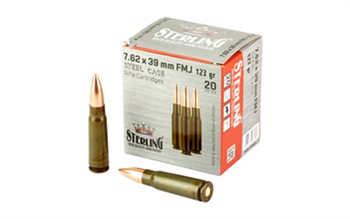 Picture of Sterling 7.62X39mm, 123 Grain, Full Metal Jacket, Steel Cased, 20 Round Box SRL8698779967284