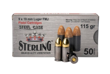 Picture of STERLING STEEL CASE 9MM 115GR FMJ 50RD BOXES 1 8698779957674