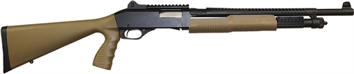 Picture of Stevens 320 Security 12 Gauge Pump 5+1 18.50" Matte Black Heat Shield Barrel, Picatinny Rail Receiver, Bottom Picatinny Rail, Tactical w/Pistol Grip Flat Dark Earth Synthetic Stock, Ambidextrous 19468