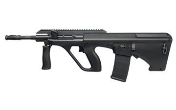 Picture of Steyr Arms AUG A3 M2 NATO, Semi-automatic, Bullpup, 223 Remington/556NATO, 16" Cold Hammer Forged Barrel, Mannox Finish, Black, Extended Picatinny Rail, Synthetic Stock, Two-Position Cross Bolt Safety, 30 Rounds, 1 Magazine, Includes QD Sling Swivel AUGM2A3BLKNATOEXT
