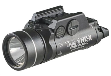 Picture of Streamlight TLR-1 HL-X, Pistol Light, 1,500 Lumens with SL-B9 Batteries, 1 Hour Run Time, Matte Finish, Black with Silver Ring 69501