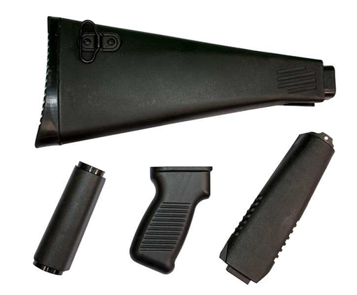 Picture of Stock set for milled receiver ARM9 design polymer black NATO length has US pistol grip AK-001ARM9-US
