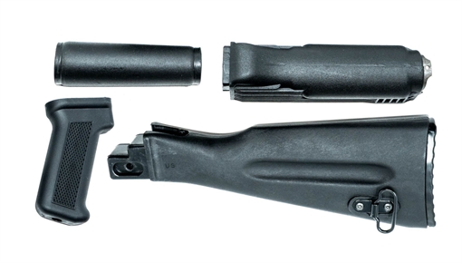 Picture of Stock set includes US made black polymer buttstock and pistol grip Bulgarian polymer handguards AKBSW-1