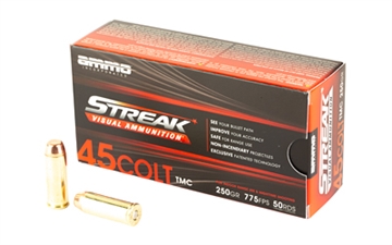 Picture of STREAK Ammunition Streak Target, 45 Long Colt, 250 Grain, Total Metal Coating Non-Incendiary Red Tracer Bullet, 50 Round Box 45C250TMC-RED