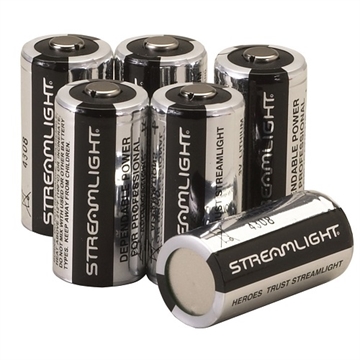 Picture of Streamlight CR123A Lithium Batteries Silver/Black 3 Volts (6) Single Pack 85180
