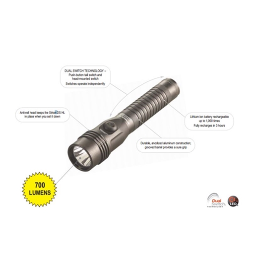 Picture of STREAMLIGHT FLASHLIGHT STRION DS HL IEC TYPE A 120/100V AC/12V DC PIGGYBACK 74619