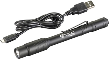 Picture of Streamlight Stylus Pro USB Rechargeable Pen Light with USB Cord Nylon Holster Black with White LED 66134