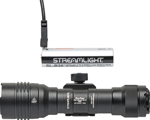 Picture of Streamlight ProTac, HL-X Pro, Rail Mounted Flashlight, SL-B26 Rechargeable Battery, 1,000 Lumens High/60 Lumens Low, Includes Jack-Cap, M-LOK Kit, Momentary Pressure Switch, Hardware & USB Charging Cord 88127