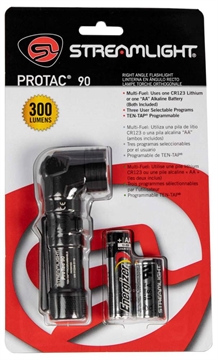 Picture of STREAMLIGHT PROTAC 90 RIGHT ANGLE TAC LIGHT INCLUDES 1 CR123 LTH AND 2 ALK BATTERYS CLAM 88087