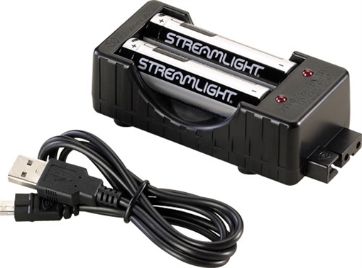 Picture of Streamlight Rechargeable, Charging Kit, 2x SL-BL26 USB Batteries, USB Cord, Charging Base, Black 22010