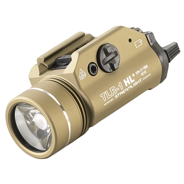 Picture of Streamlight TLR-1 HL, High Lumen Rail Mounted Tactical Light, Pistol and Picatinny, Flat Dark Earth, C4 LED 1000 Lumens With Strobe, 2x CR123 Batteries 69266