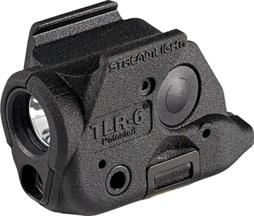 Picture of Streamlight TLR-6, Tac Light with Laser, Fits Glock 43X MOS/48 MOS/43X with Rail/48 with Rail, Black, C4 LED, 100 Lumens, Red Laser, 2x CR1/3 N Lithium Batteries 69286