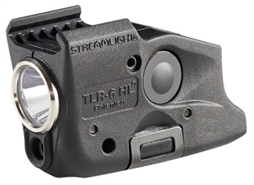 Picture of Streamlight TLR-6 HL, Tac Light with Green Laser, For S&W Shield 9/40, 300 Lumens, Matte Finish, Black, Includes Three SLB2 Batteries with USB-C Charging Case 69352