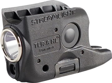 Picture of Streamlight TLR-6 HL, Tac Light with Green Laser, Fits Glock 42 & 43, 300 Lumens, Matte Finish, Black, Includes Three SLB2 Batteries with USB-C Charging Case 69350