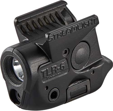 Picture of Streamlight TLR-6, Tac Light w/laser, Sig P365, White LED and Red Laser, 100 Lumens, Includes 2 CR 1/3N Lithium Batteries, Black 69284