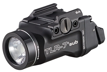 Picture of Streamlight TLR-7 X Sub USB Black Anodized 6000 Series Aluminum Springfield Armory Hellcat Subcompact Pistol with Accessory Rail 500 Lumens White LED Bulb 141 Meters Beam Rail Clamp Mount 69404