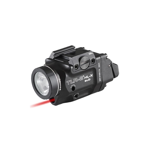 Picture of Streamlight TLR-8 HL-X Sub USB, Weaponlight with Red Laser, 1,000 Lumens, Black, Fits Springfield Hellcat, Includes Mounting Kit with Key, Multi-Tool, (1) SL-B9 Battery Pack, and USB-C Cord 69469