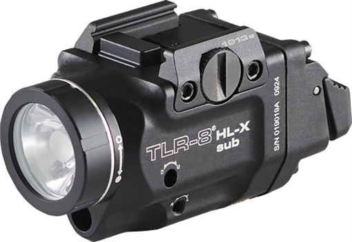 Picture of Streamlight TLR-8 HL-X Sub USB, Weaponlight with Red Laser, 1,000 Lumens, Black, Fits Short 1913 Rails, Includes Mounting Kit with Key, Multi-Tool, (1) SL-B9 Battery Pack, and USB-C Cord 69468