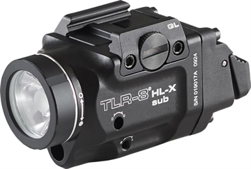Picture of Streamlight TLR-8 HL-X Sub USB, Weaponlight with Red Laser, 1,000 Lumens, Black, Fits GLOCK 43X/48 MOS, 43X/48 with Front Rail, Includes Mounting Kit with Key, Multi-Tool, (1) SL-B9 Battery Pack, and USB-C Cord 69466