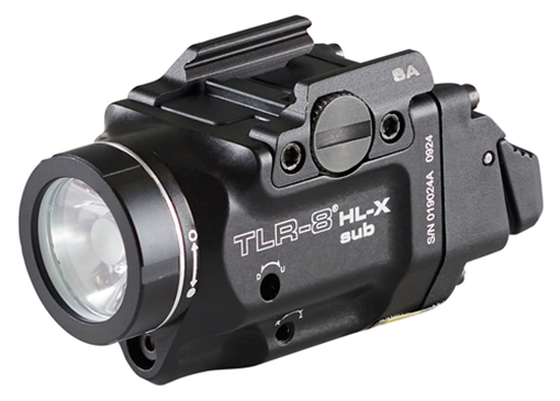 Picture of Streamlight TLR-8 HL-X Sub USB, Weaponlight with Green Laser, 1,000 Lumens, Black, Fits Springfield Hellcat, Includes Mounting Kit with Key, Multi-Tool, (1) SL-B9 Battery Pack, and USB-C Cord 69479