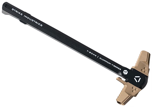 Picture of Strike Industries T-Bone Charging Handle .223/5.56x45mm Nato Flat Dark Earth Polymer Handles Aluminum Shaft for AR-15 ARTBCH223BKFDE