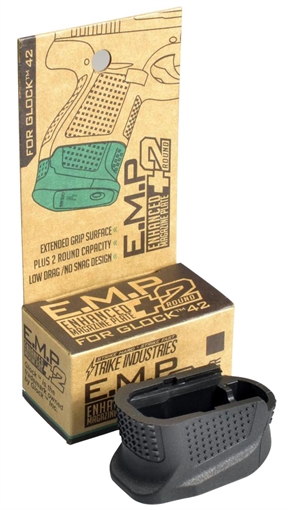 Picture of Strike Industries Enhanced Magazine Plate made of Polymer with Black Finish & Extra Gripping Surface for Glock 42 Magazines (Adds 2rds) EMPG42B
