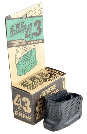Picture of Strike Industries Enhanced Magazine Plate made of Polymer with Black Finish & Extra Gripping Surface for Glock 43 Magazines (Adds 2rds) EMPG43B