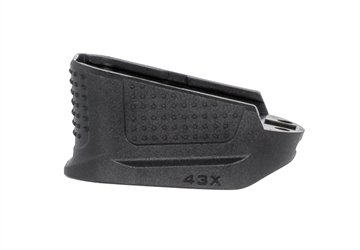 Picture of Strike Industries Enhanced Magazine Plate made of Polymer with Black Finish & Extra Gripping Surface for Glock 43X Magazines (Adds 2rds) EMPG43XBK
