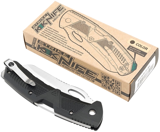 Picture of Strike Industries K1 3.51" Folding Plain AUS-8A SS Blade Black Textured Polymer Handle Includes Pocket Clip K1BK