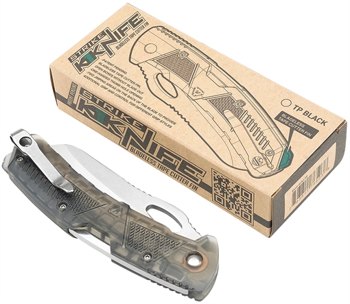Picture of Strike Industries K1 3.51" Folding Plain AUS-8A SS Blade Smoke Textured Polymer Handle Includes Pocket Clip K1TP