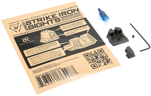 Picture of Strike Industries Strike Iron Sights Black/Blank Front Sight Black/Blank Rear Sight Smith & Wesson M&P/M&P M2.0 Suppressor Height MP9SIGHTSSH